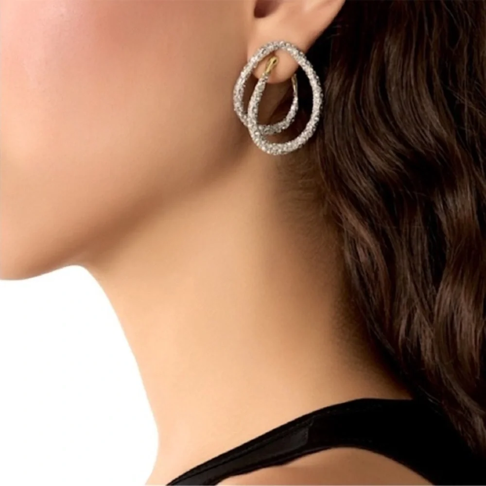 ALEXIS BITTAR Solanales Double Loop Crystal & Gold Post Earrings - BRAND NEW